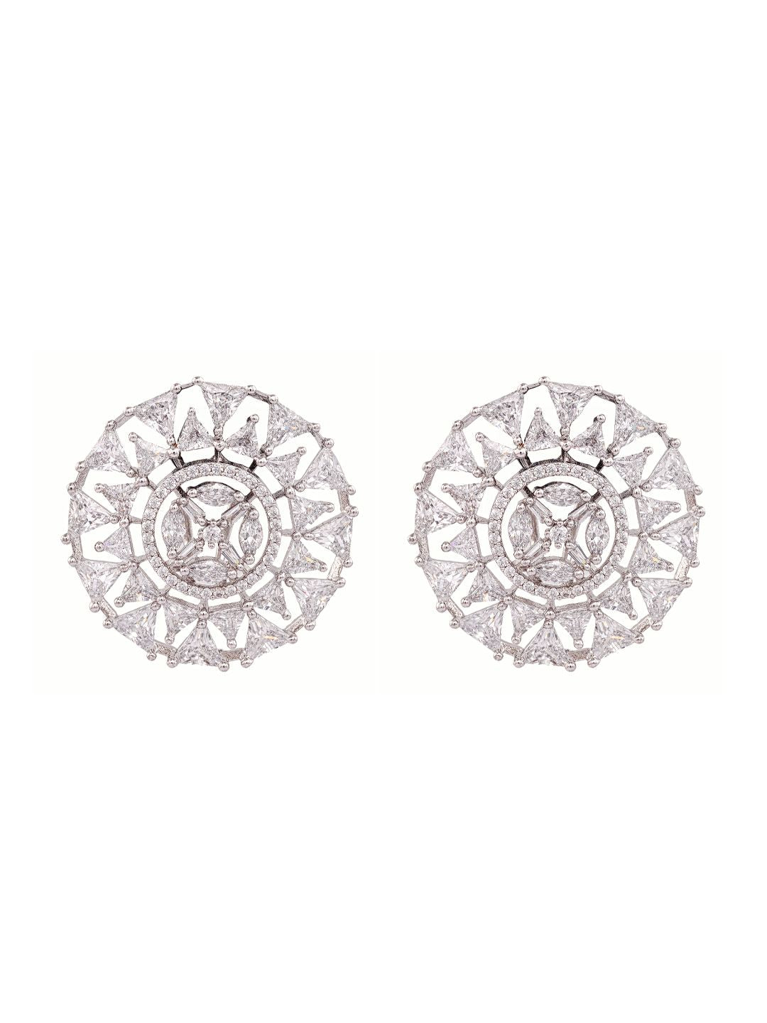 White Rhodium plated AD studded handcrafted Ear rings for girls & women